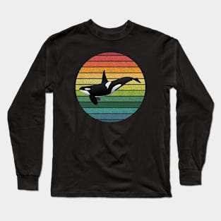 Orca Whale Retro Vintage Long Sleeve T-Shirt